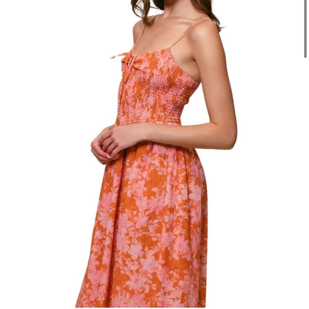 HUTCH SPENCER DRESS ORANGE VINTAGE LAYERED DITSY FLORAL